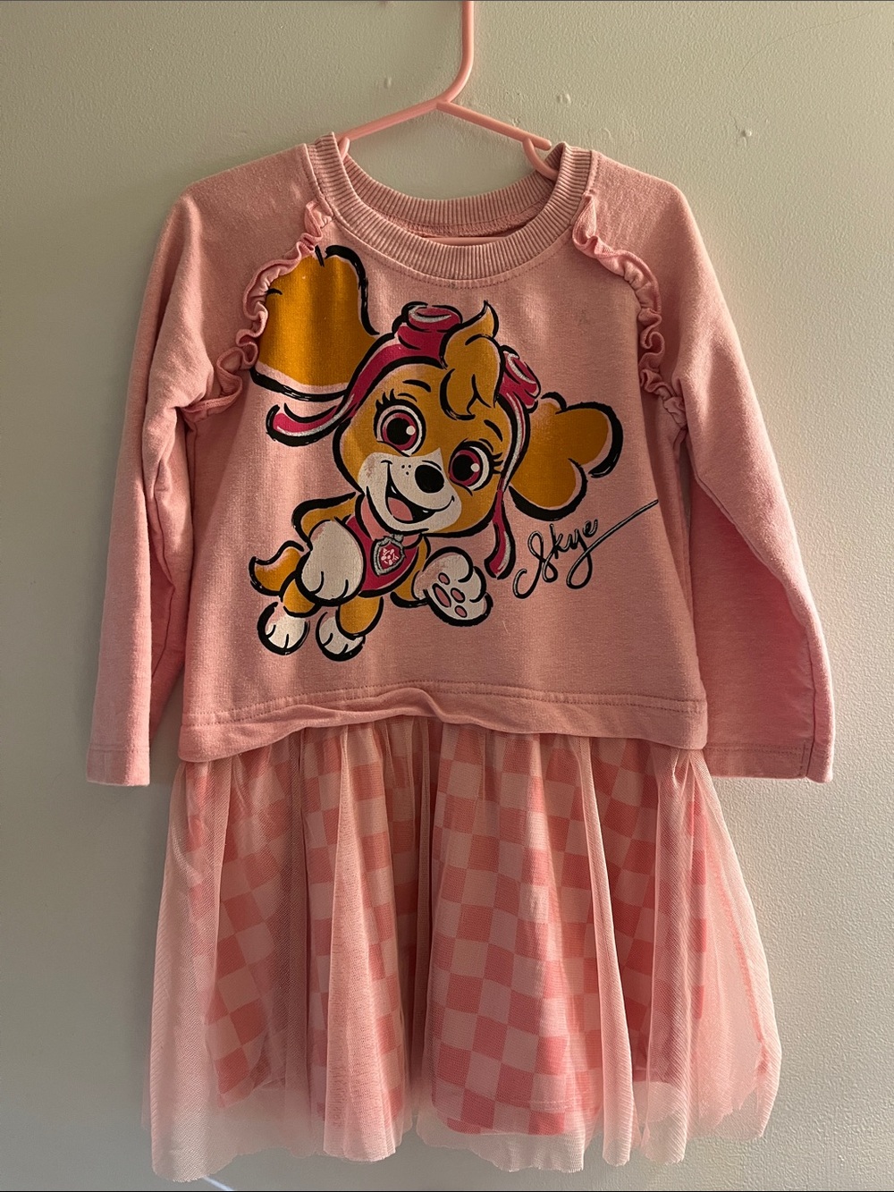 Nickelodeon Pink Skye Tulle-Trim Dress